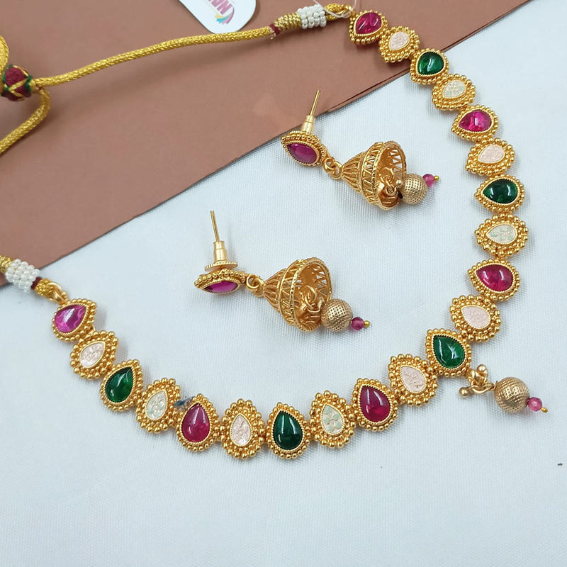 Padmawati Bangles Gold Plated Pota Stone And Meenakari Necklace Set