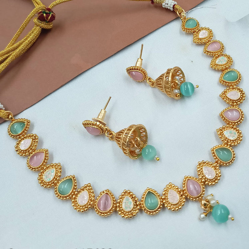 Padmawati Bangles Gold Plated Pota Stone And Meenakari Necklace Set