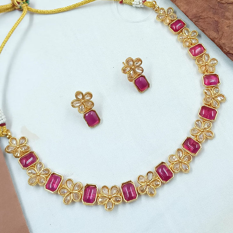 Padmawati Bangles Gold Plated Pota Stone Necklace Set