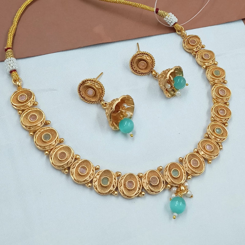 Padmawati Bangles Gold Plated Pota Stone Necklace Set