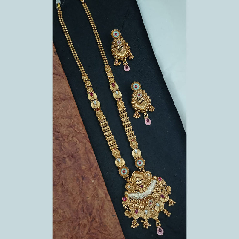 Padmawati Bangles Gold Plated Pota Stone And Meenakari Long Necklace Set