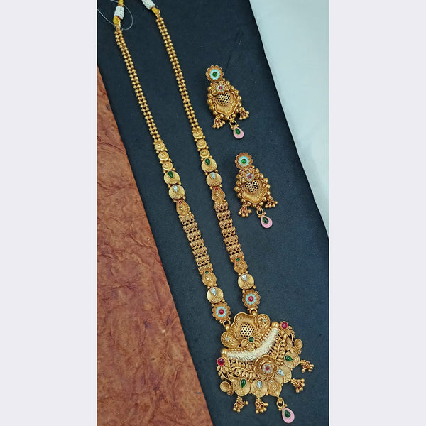 Padmawati Bangles Gold Plated Pota Stone And Meenakari Long Necklace Set