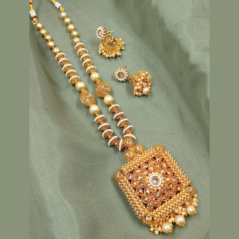 Padmawati Bangles Gold Plated Pota Stone Long Necklace Set