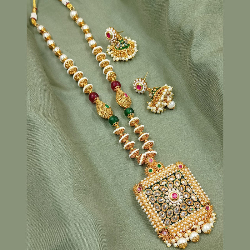 Padmawati Bangles Gold Plated Pota Stone Long Necklace Set