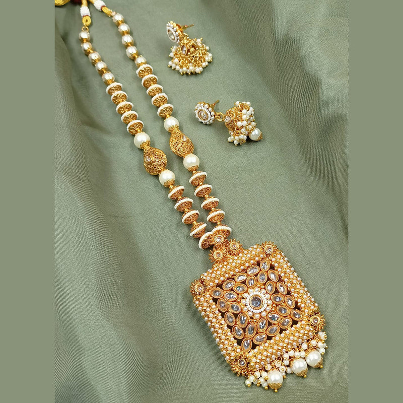 Padmawati Bangles Gold Plated Pota Stone Long Necklace Set