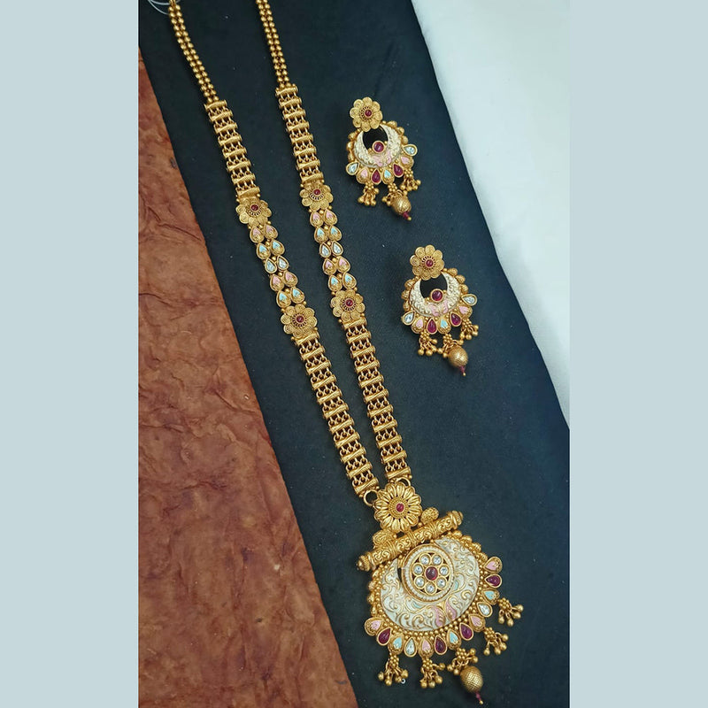 Padmawati Bangles Gold Plated Pota Stone And Meenakari Long Necklace Set