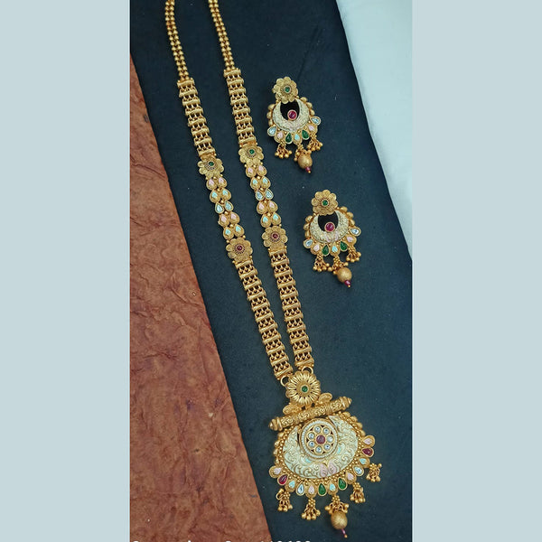 Padmawati Bangles Gold Plated Pota Stone And Meenakari Long Necklace Set