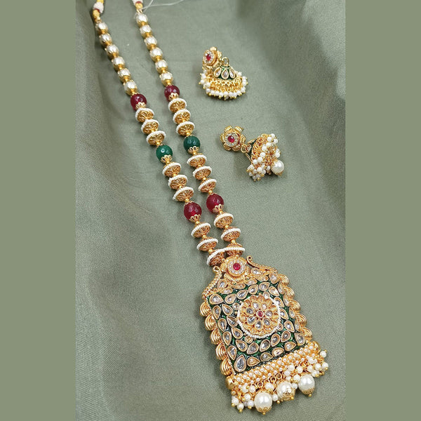 Padmawati Bangles Gold Plated Crystal Stone And Pearls Long Necklace Set