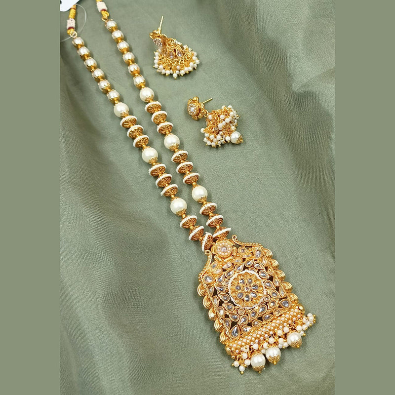 Padmawati Bangles Gold Plated Crystal Stone And Pearls Long Necklace Set