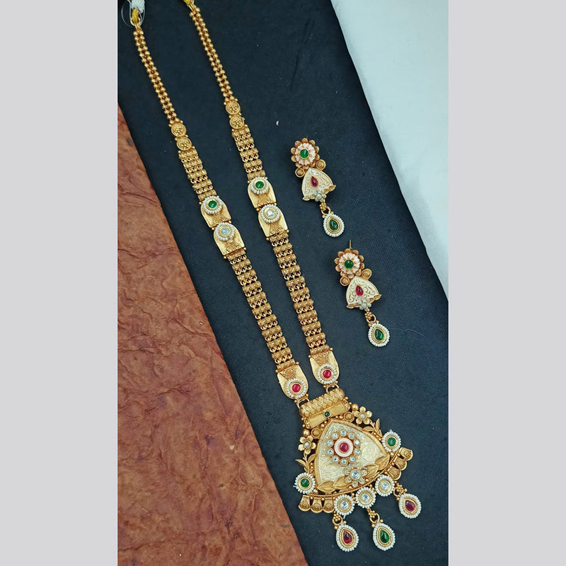 Padmawati Bangles Gold Plated Pota Stone And Meenakari Long Necklace Set