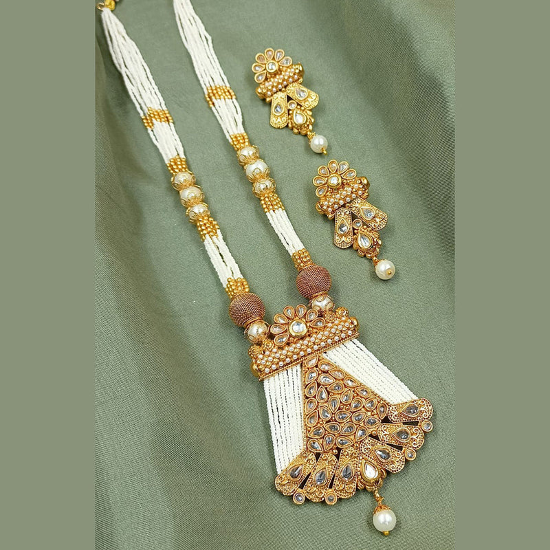 Padmawati Bangles Gold Plated Crystal Stone And Pearls Long Necklace Set