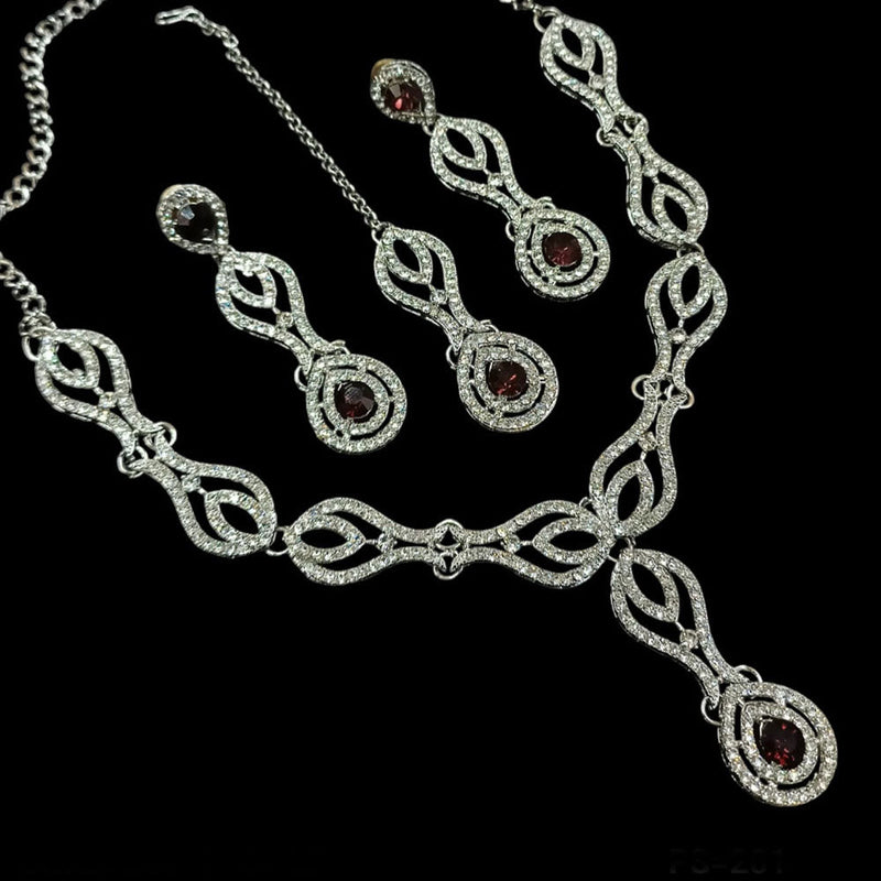 Padmawati Bangles Silver Plated Austrian Stone Necklace Set