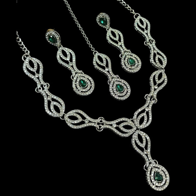 Padmawati Bangles Silver Plated Austrian Stone Necklace Set