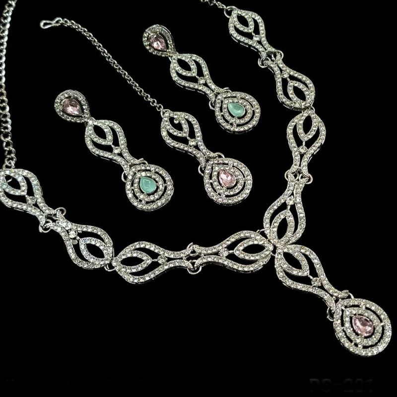 Padmawati Bangles Silver Plated Austrian Stone Necklace Set