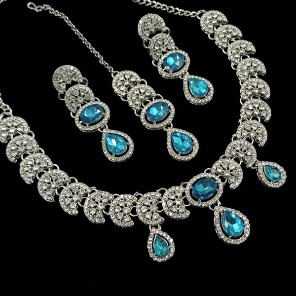 Padmawati Bangles Silver Plated Austrian Stone Necklace Set