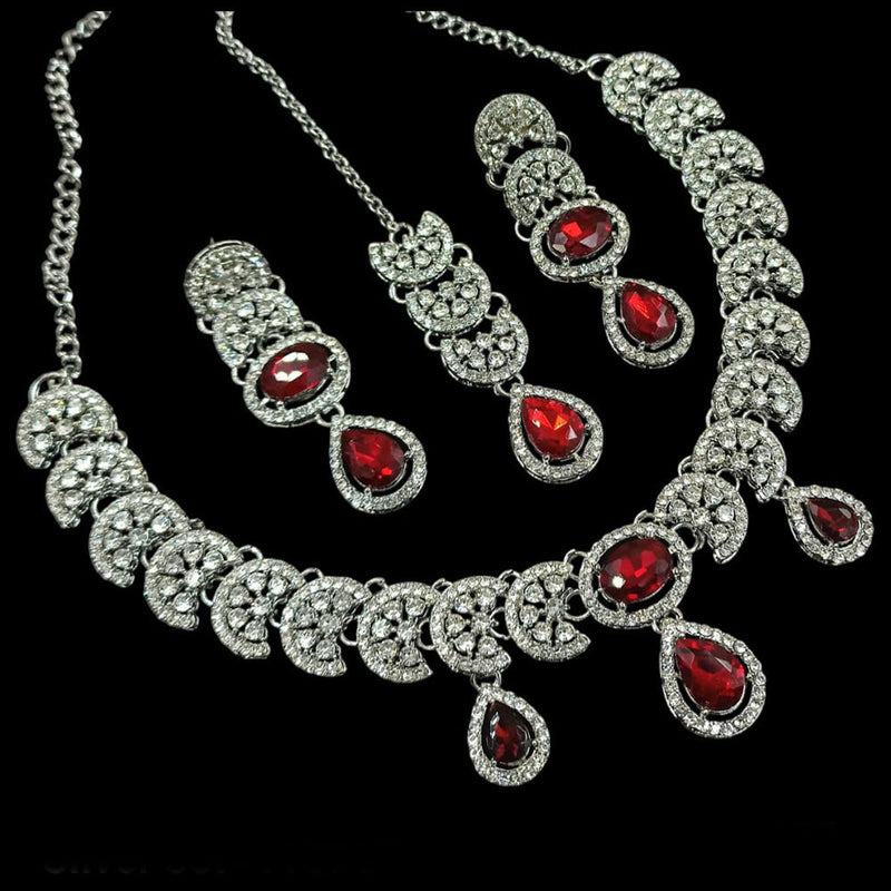 Padmawati Bangles Silver Plated Austrian Stone Necklace Set