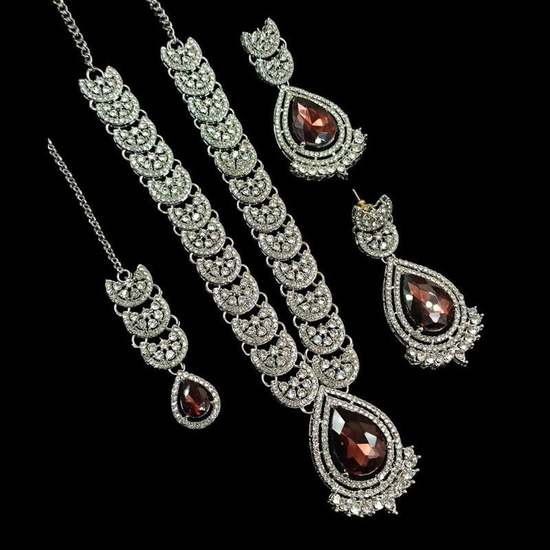 Padmawati Bangles Silver Plated Austrian Stone Necklace Set