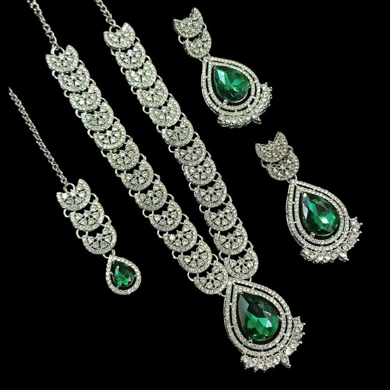 Padmawati Bangles Silver Plated Austrian Stone Necklace Set