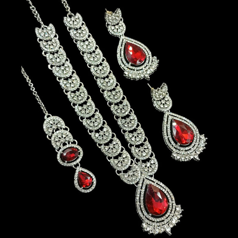 Padmawati Bangles Silver Plated Austrian Stone Necklace Set