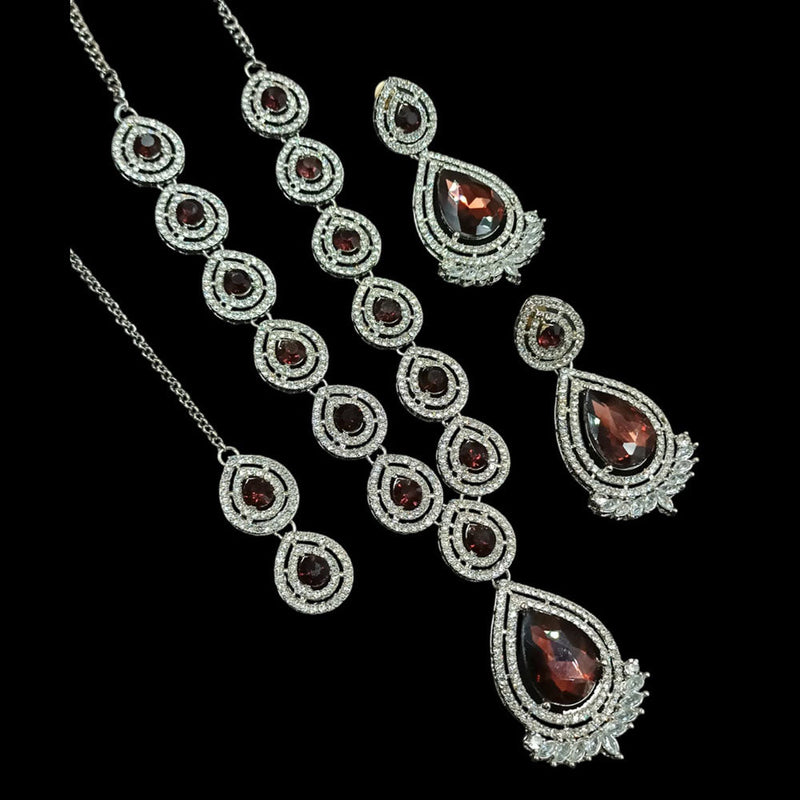 Padmawati Bangles Silver Plated Austrian Stone Necklace Set