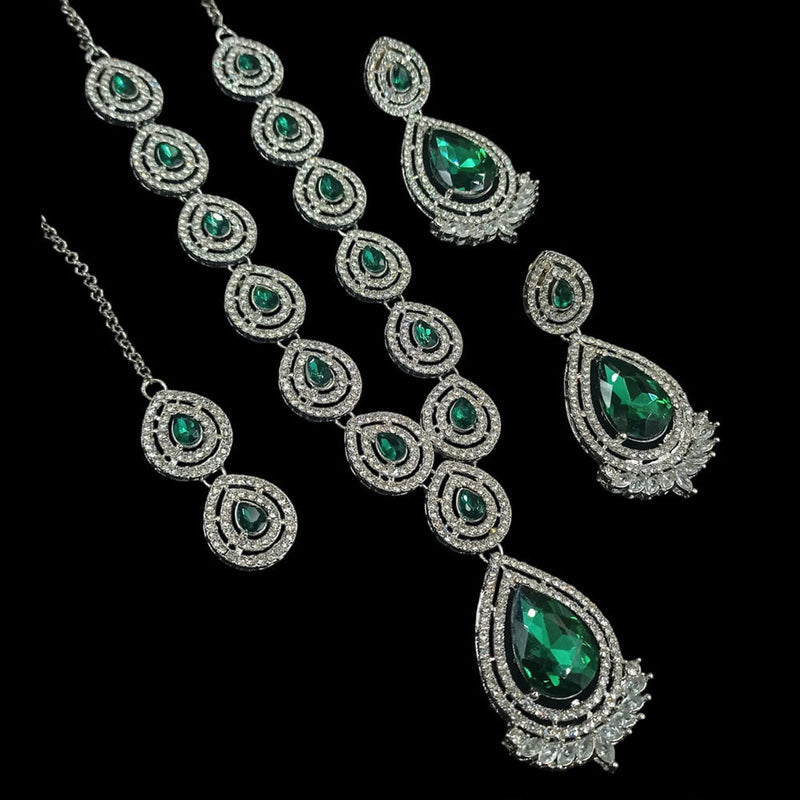 Padmawati Bangles Silver Plated Austrian Stone Necklace Set