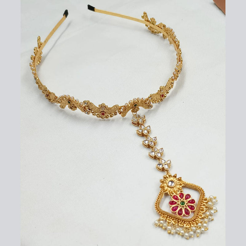 Padmawati Bangles Gold Plated Kundan Stone Sheeshphool Hair Band