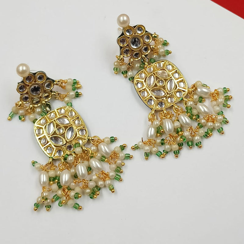 Padmawati Bangles Gold Plated Kundan Stone And Pearls Dangler Earrings