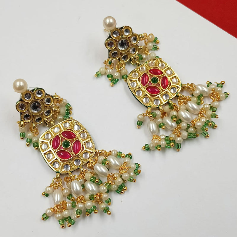 Padmawati Bangles Gold Plated Kundan Stone And Pearls Dangler Earrings