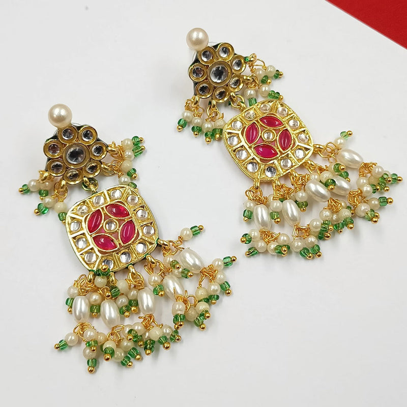 Padmawati Bangles Gold Plated Kundan Stone And Pearls Dangler Earrings