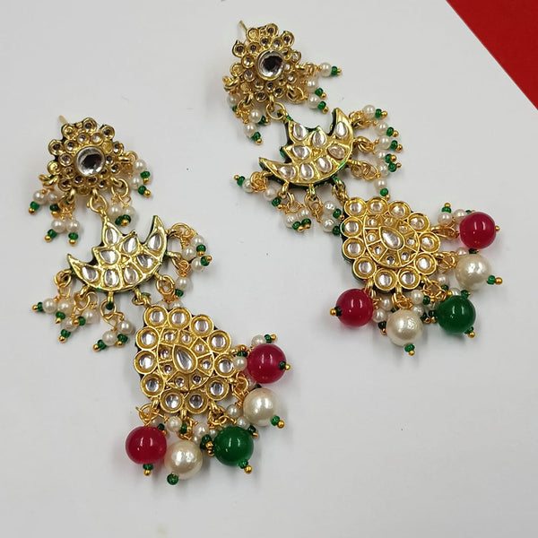 Padmawati Bangles Gold Plated Kundan Stone And Pearls Dangler Earrings