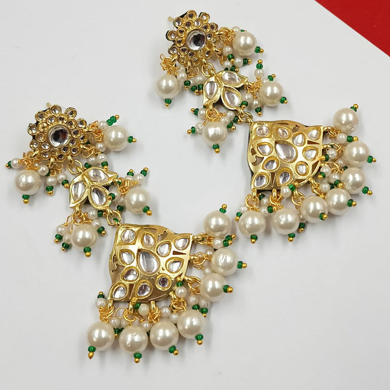 Padmawati Bangles Gold Plated Kundan Stone And Pearls Dangler Earrings