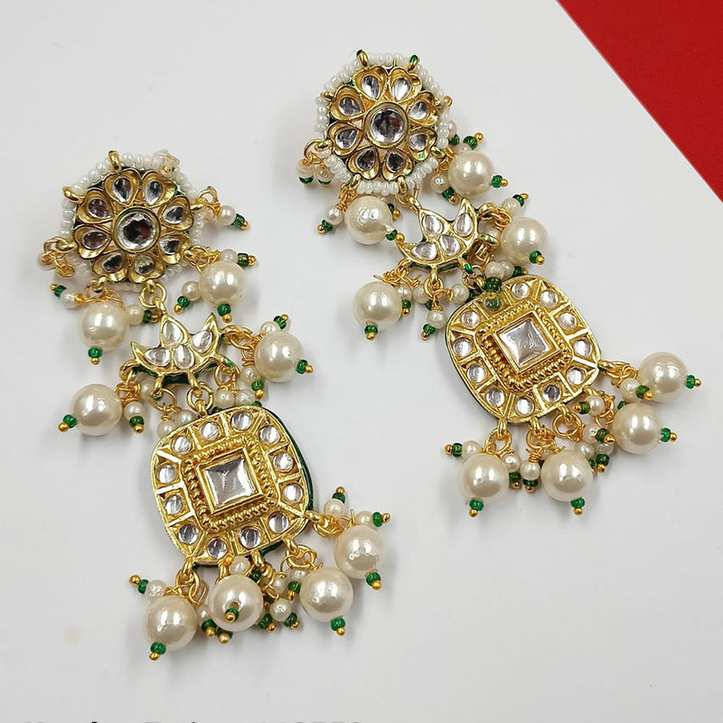 Padmawati Bangles Gold Plated Kundan Stone And Pearls Dangler Earrings