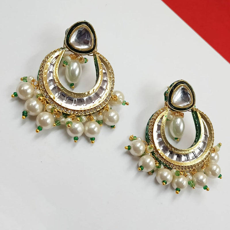 Padmawati Bangles Gold Plated Kundan Stone And Pearls Dangler Earrings