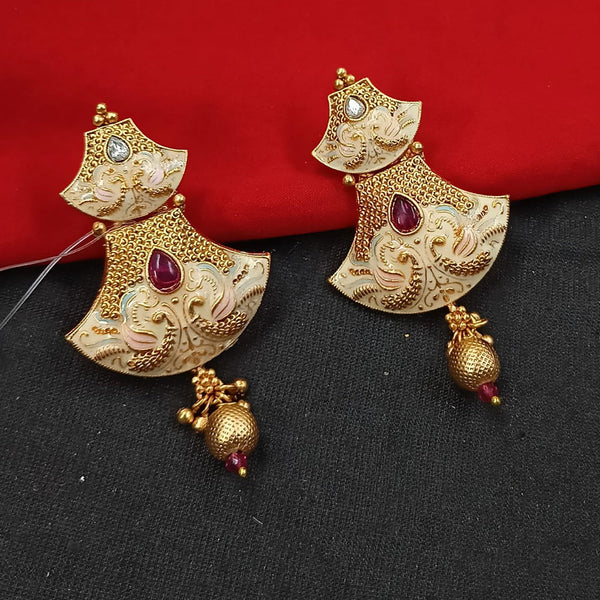 Padmawati Bangles Gold Plated Kundan Stone And Meenakari Dangler Earrings