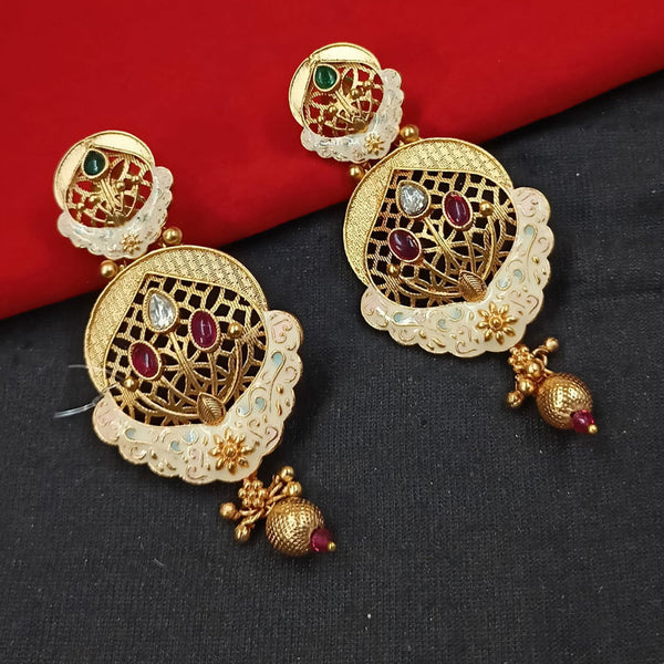 Padmawati Bangles Gold Plated Kundan Stone And Meenakari Dangler Earrings