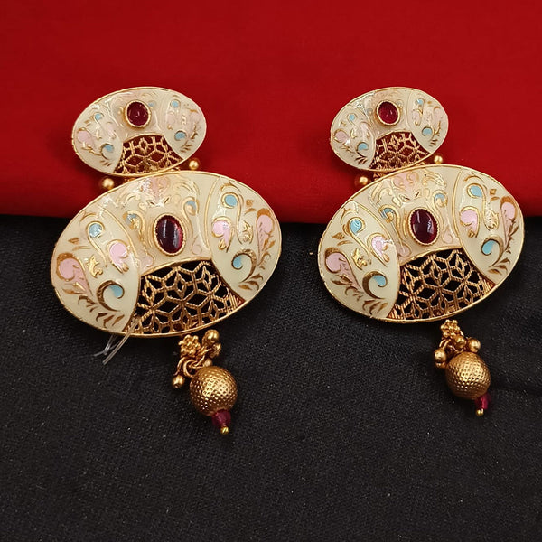 Padmawati Bangles Gold Plated Kundan Stone And Meenakari Dangler Earrings