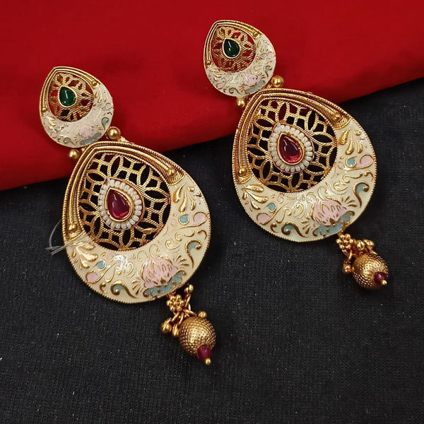 Padmawati Bangles Gold Plated Kundan Stone And Meenakari Dangler Earrings