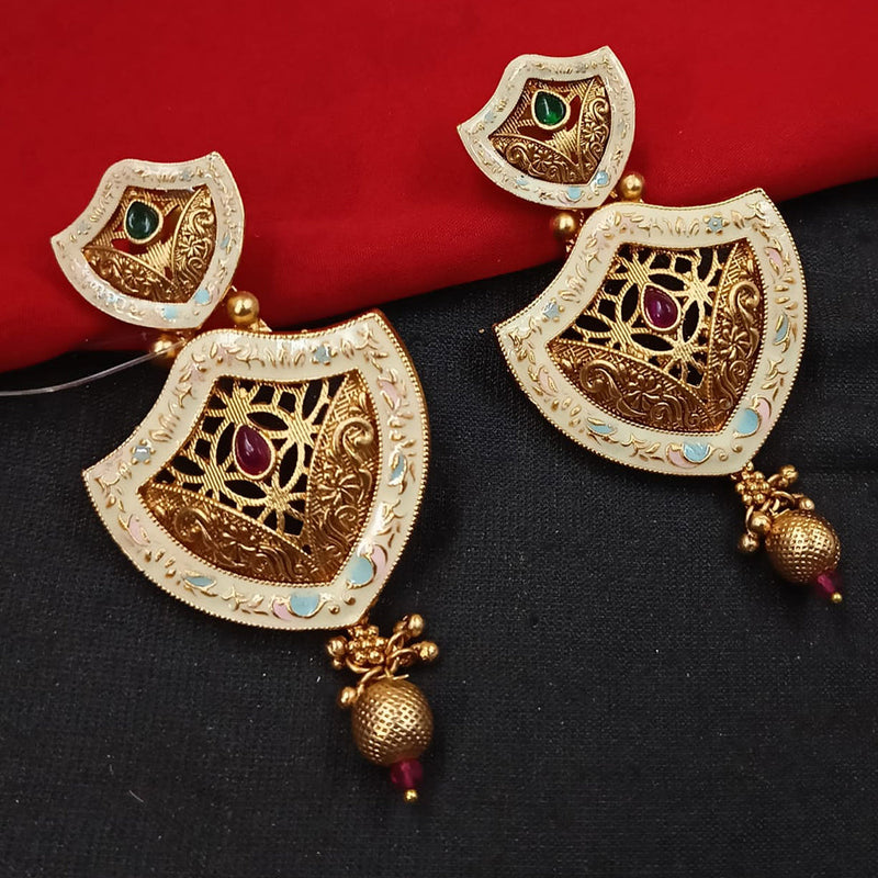 Padmawati Bangles Gold Plated Kundan Stone And Meenakari Dangler Earrings