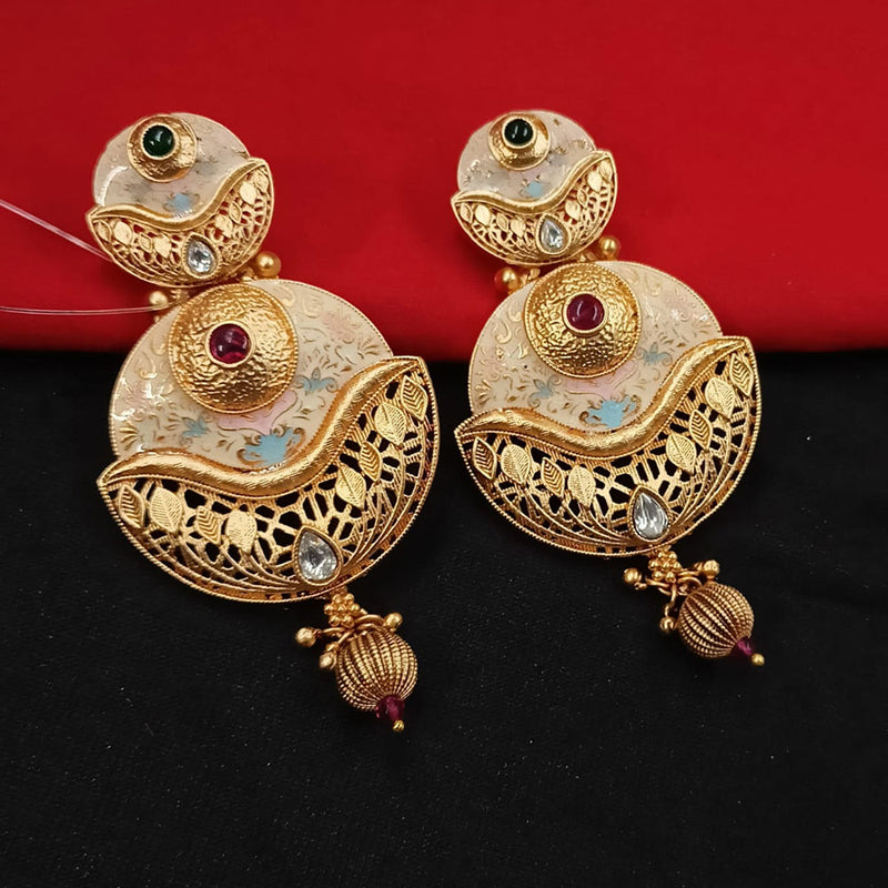 Padmawati Bangles Gold Plated Kundan Stone And Meenakari Dangler Earrings