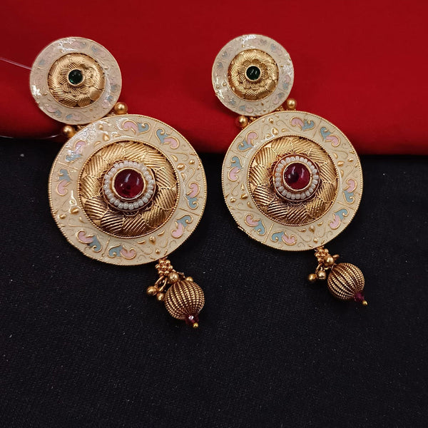 Padmawati Bangles Gold Plated Kundan Stone And Meenakari Dangler Earrings