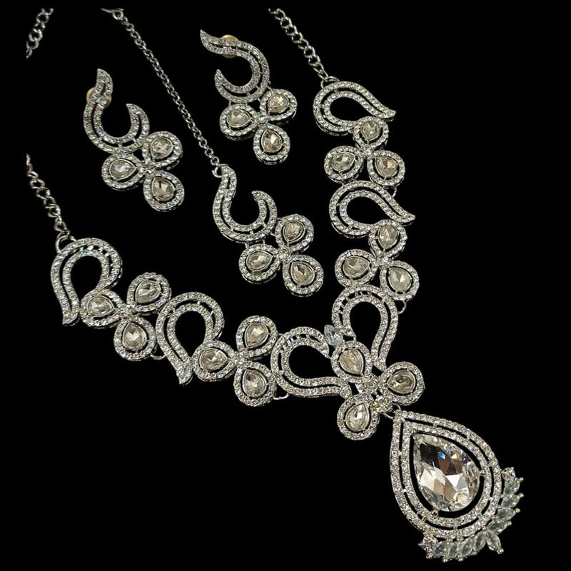 Padmawati Bangles Silver Plated Austrian Stone Necklace Set