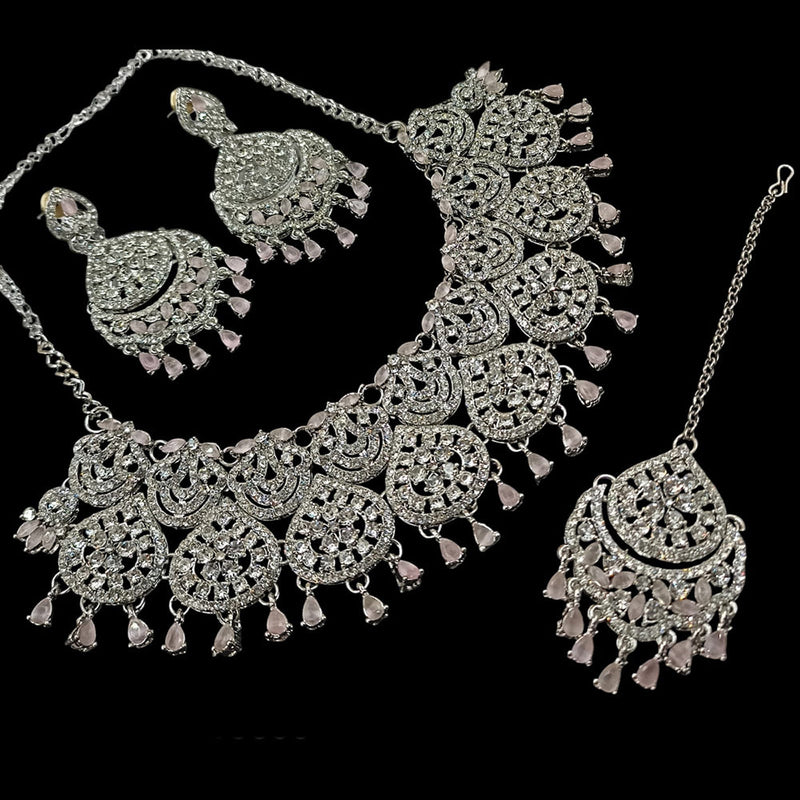 Padmawati Bangles Silver Plated AD Necklace Set