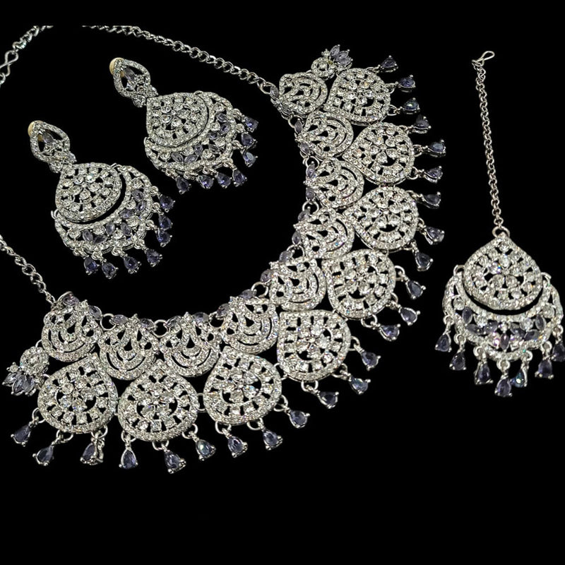 Padmawati Bangles Silver Plated AD Necklace Set