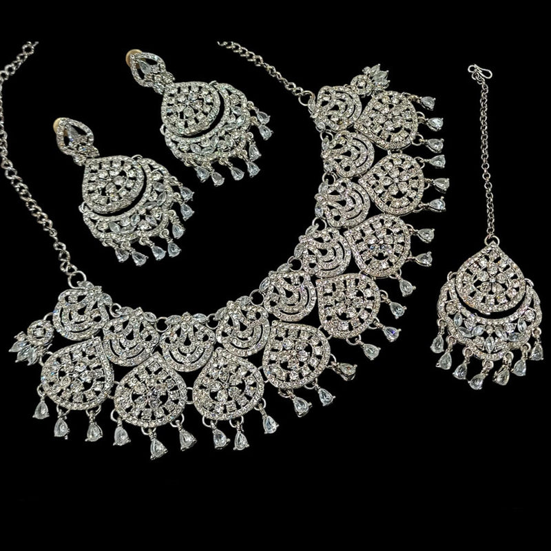 Padmawati Bangles Silver Plated AD Necklace Set