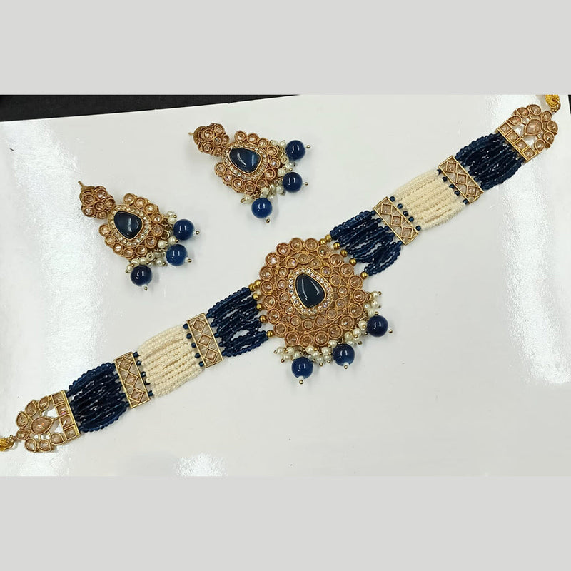 Padmawati Bangles Gold Plated Crystal Stone And Pearls Choker Necklace Set