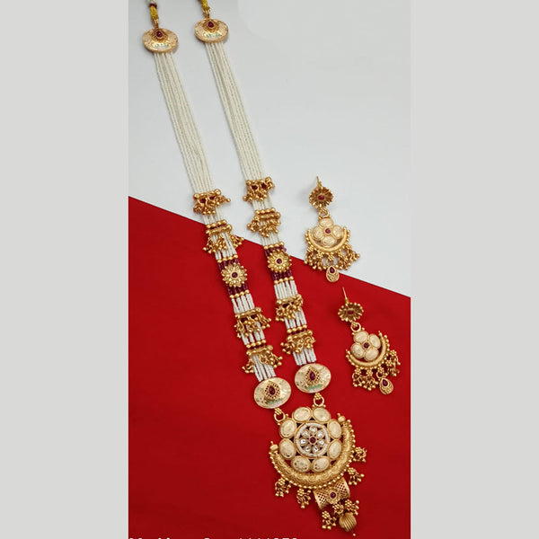 Padmawati Bangles Gold Plated Pota Stone And Meenakari Long Necklace Set