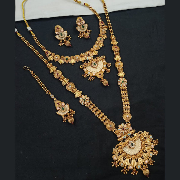 Padmawati Bangles Gold Plated Pota Stone And Meenakari Long Necklace Set