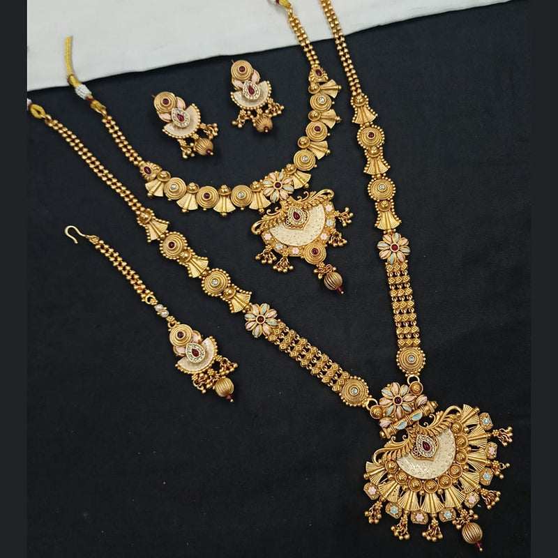 Padmawati Bangles Gold Plated Pota Stone And Meenakari Long Necklace Set