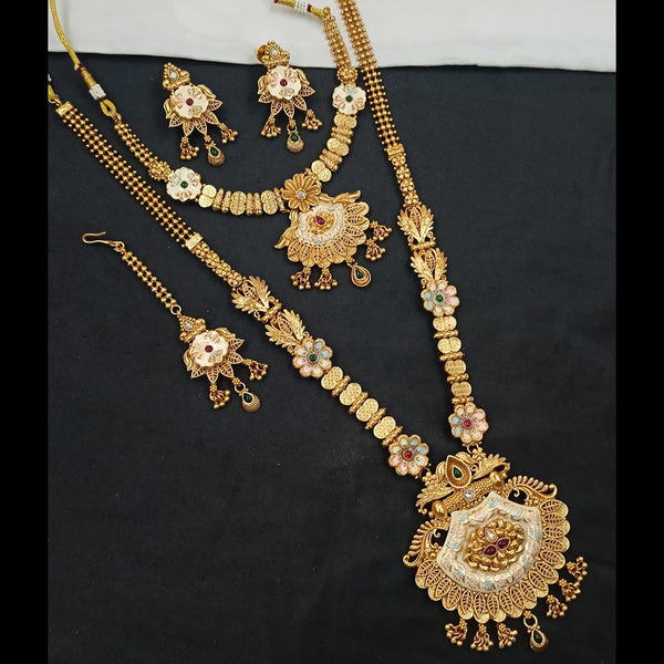 Padmawati Bangles Gold Plated Pota Stone And Meenakari Double Necklace Set