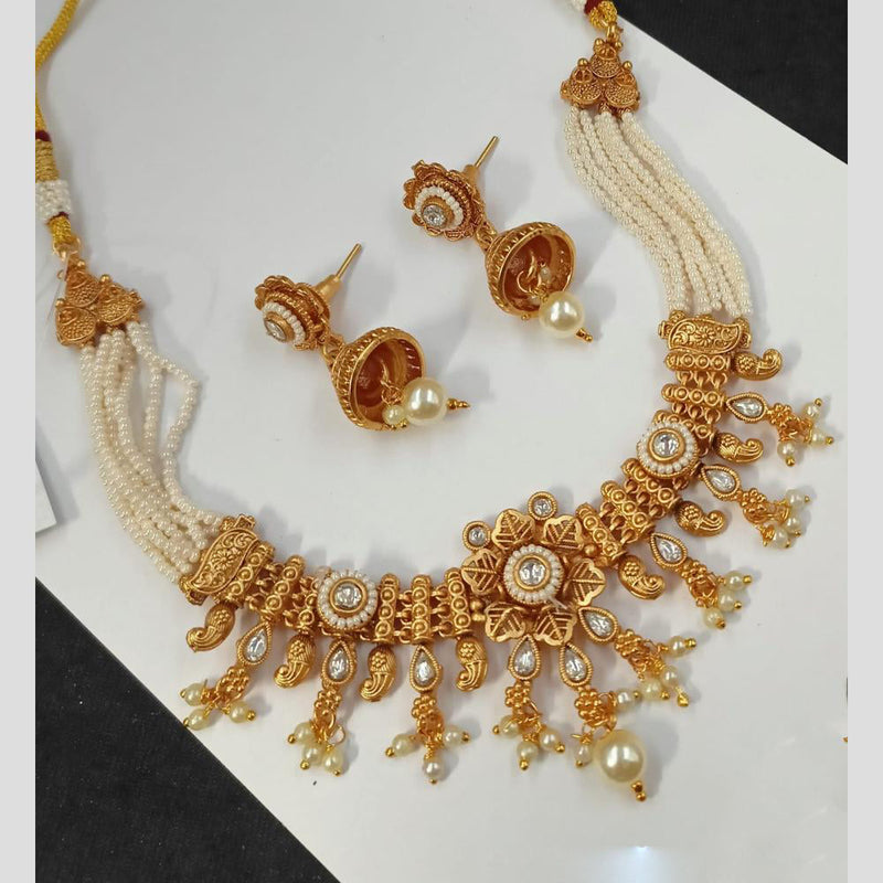 Padmawati Bangles Gold Plated Pota Stone And Pearls Choker Necklace Set